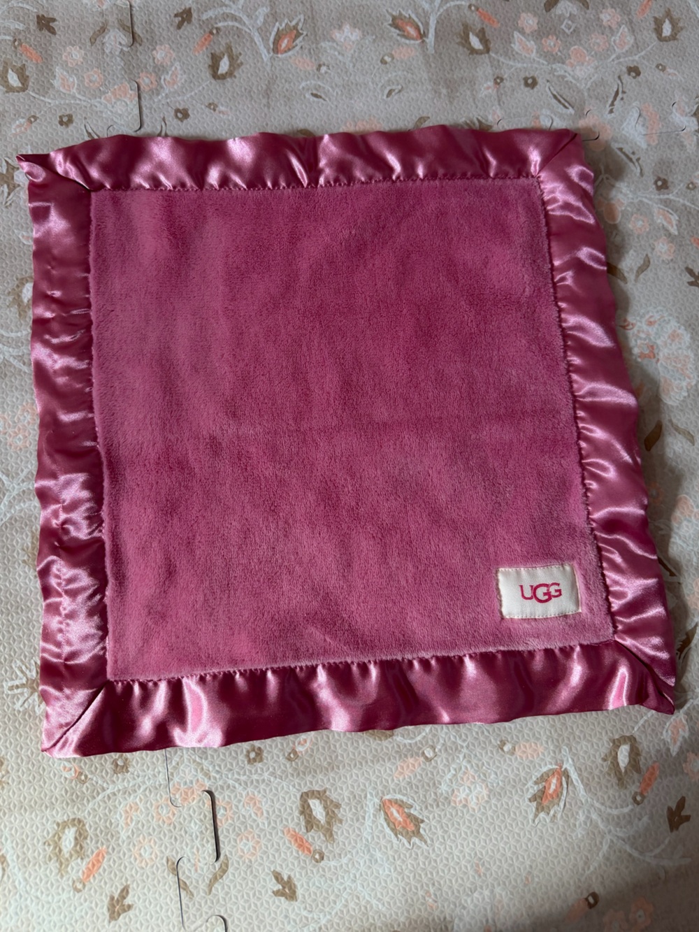 UGG Pink Satin-Trim Baby Lovey